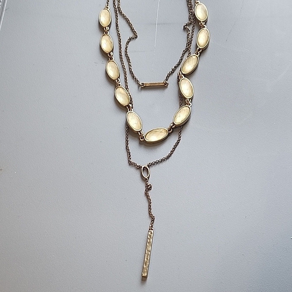 Lucky Brand Cream Shell and Silver Layered Necklace